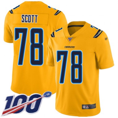 Los Angeles Chargers NFL Football Trent Scott Gold Jersey Men Limited 78 100th Season Inverted Legend